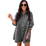 Denim Skirt Manufacturer - Casual Ruffled Collar Button Up Shirt Style
