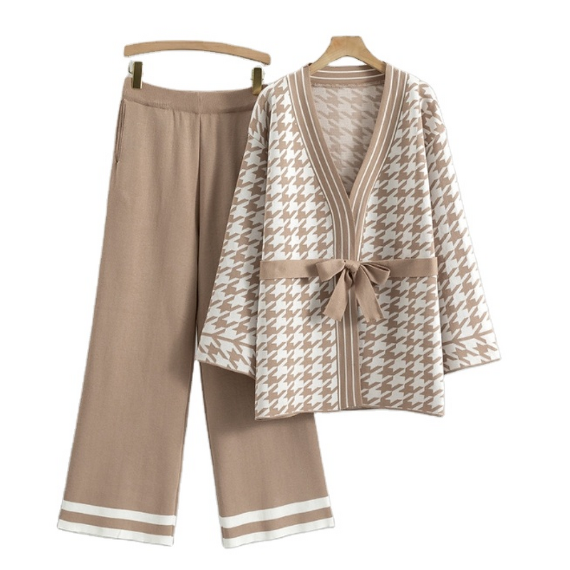 Knitted Cardigan Set Manufacturer - Medium Length Two-Piece