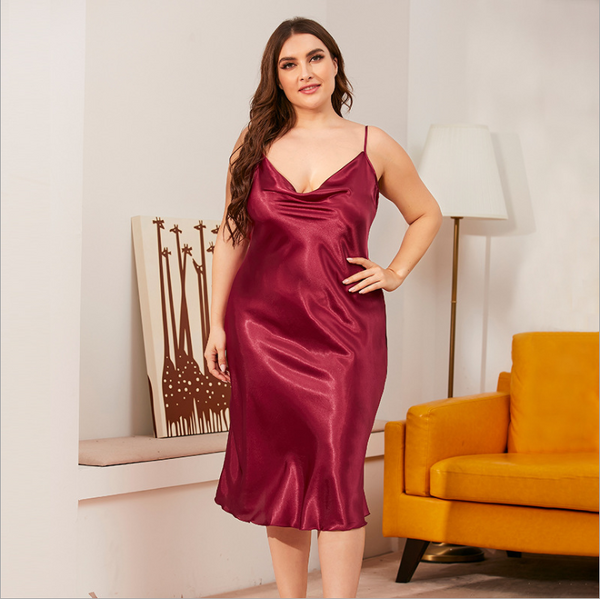 Satin Sleep Dress Manufacturer - with Suspenders Large Size Sexy Silhouette