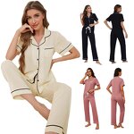 Pajamas Set Manufacturer - Short Sleeve Solid Color 2pcs Comfortable