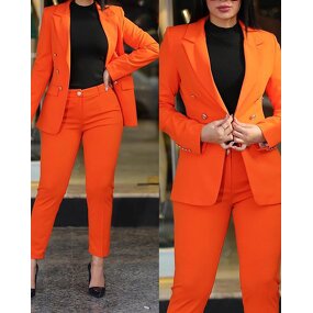 Women's Casual Suit Manufacturer - Solid Color Slim Fit Double Breasted for Office