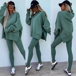 Women's Casual Suit Manufacturer - Tight Pants & Loose Sweatshirt Two-Piece Set