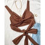 Camisole Vest Top Manufacturer - Twisted Elastic Tie Up V-Neck Open Back