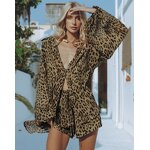 Pajamas Set Manufacturer - Leopard Print Long Sleeve Shorts Loungewear