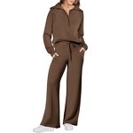 Casual Sports Suit Manufacturer - Two-Piece Zipper Long Sleeve & Wide Leg Pants