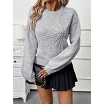 Women's Sweater Manufacturer - Autumn Knitted Loose Pullover 3D Flower Round Neck
