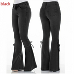 Denim Pants Manufacturer - Mid Rise Lace Up Elastic Flared