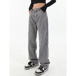 Jeans Manufacturer - Women's Retro Smoke Grey Loose Slim Straight Leg