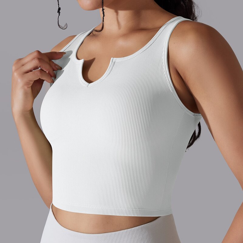 Yoga Tank Top Manufacturer - Close-fitting High Elastic Screw Thread V-Neck