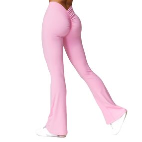 Yoga Pants Manufacturer - High Waist Flared Wide Leg Butt Lifting Solid