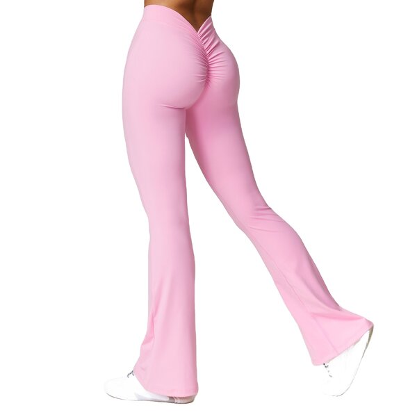 Yoga Pants Manufacturer - High Waist Flared Wide Leg Butt Lifting Solid