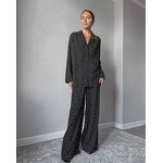 Pajamas Set Manufacturer - Long Sleeve Silk Satin Dot Print Loose