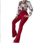 Women's Casual Suit Manufacturer - Printed Stand Collar Shirt & Wide Leg Pants