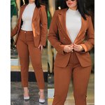 Women's Casual Suit Manufacturer - Solid Color Slim Fit Double Breasted for Office