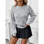 Women's Sweater Manufacturer - Autumn Knitted Loose Pullover 3D Flower Round Neck