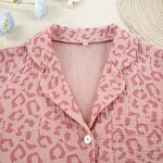 Pajamas Set Manufacturer - 100% Cotton Short Sleeve Leopard Print Lounge