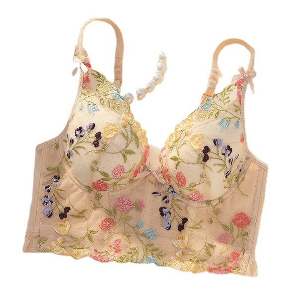 Lace Bra Manufacturer - Translucent French Embroidered Flower Strap