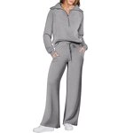 Casual Sports Suit Manufacturer - Two-Piece Zipper Long Sleeve & Wide Leg Pants