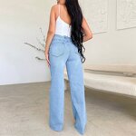 Jeans Manufacturer - High Waist Loose Straight Leg Ripped Wide Leg