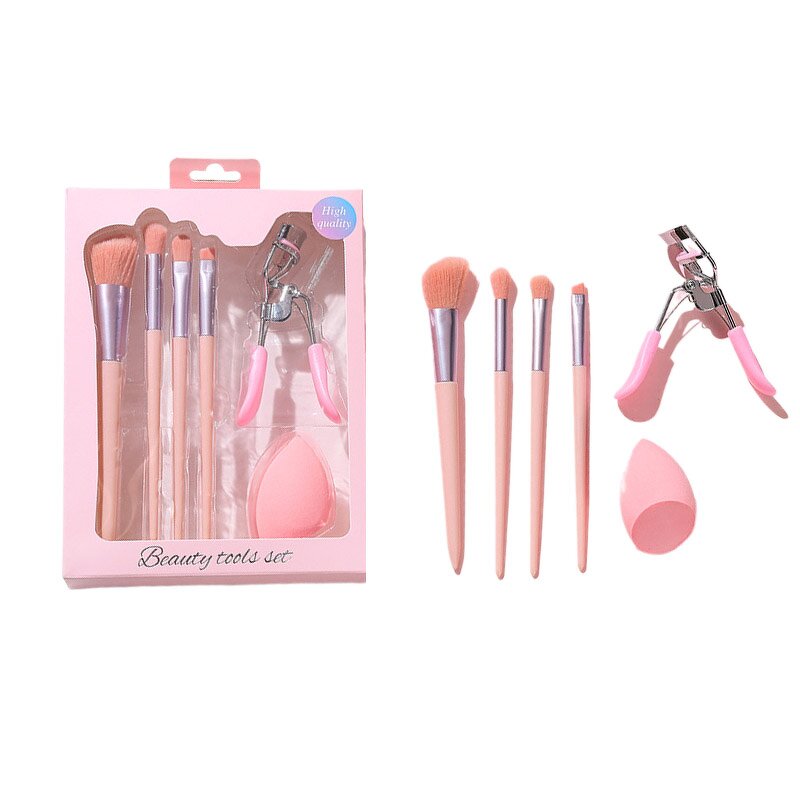 Makeup Brush Set Manufacturer - Vegan Fiber with Eyelash Curler & Sponge