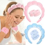 Spa Headband Manufacturer - Wide Padded with Wristbands for Makeup Removal