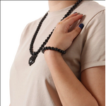 Amethyst Tourmaline Necklace - Black 3mm Layered Negative Ion Energy Pendant