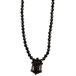 Orgone Pendant Necklace - Black Tourmaline Amethyst 3mm Layered Beaded