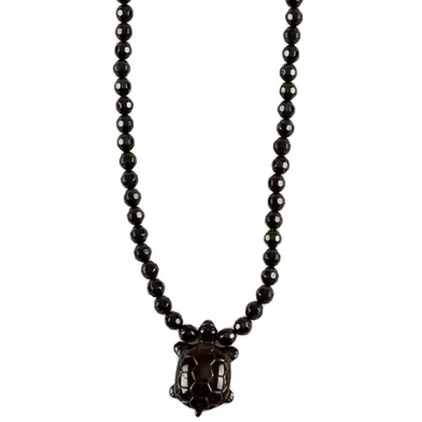 Orgone Pendant Necklace - Black Tourmaline Amethyst 3mm Layered Beaded