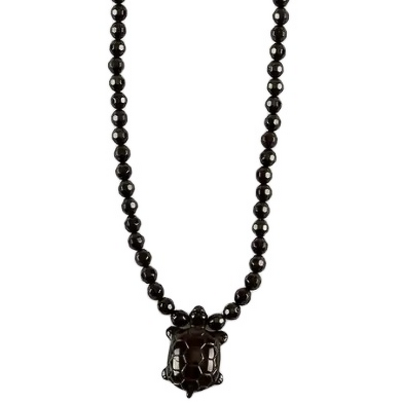 Orgone Pendant Necklace - Black Tourmaline Amethyst 3mm Layered Beaded