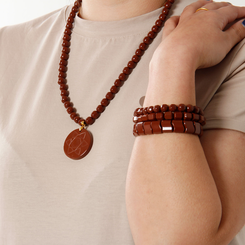 Tourmaline Jewelry Set - Indonesia Magnetic Pendant Bracelet Infrared Therapy