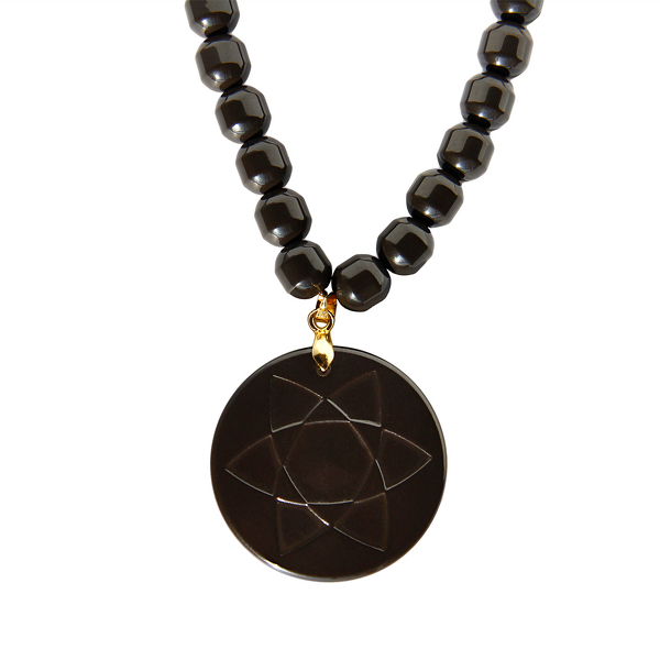 Tourmaline Pendant Necklace - Black Watermelon Paraiba 3mm Amethyst Orgone