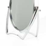 Folding Makeup Mirror Manufacturer - Small Office Bathroom Three-Way 2x Magnifying Oval Rotating Metal Base