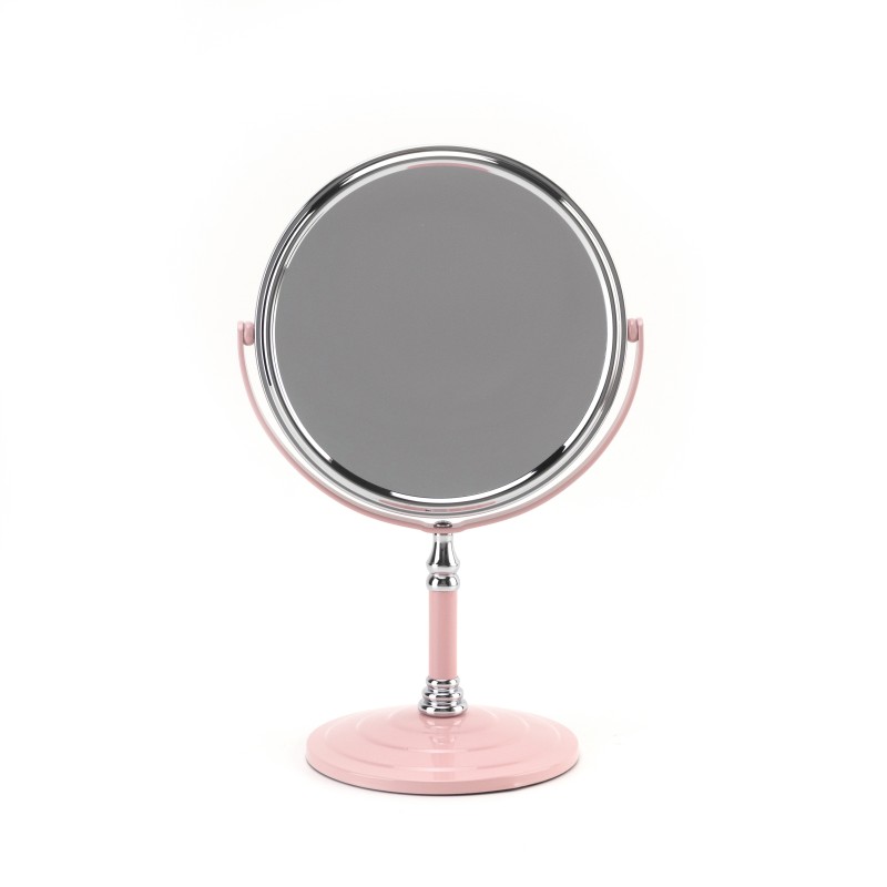 Roman Column Mirror Factory - HD Double-Sided Magnification Metal Table Top Custom Logo Pink Beauty