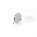 Folding Makeup Mirror Manufacturer - Small Office Bathroom Three-Way 2x Magnifying Oval Rotating Metal Base