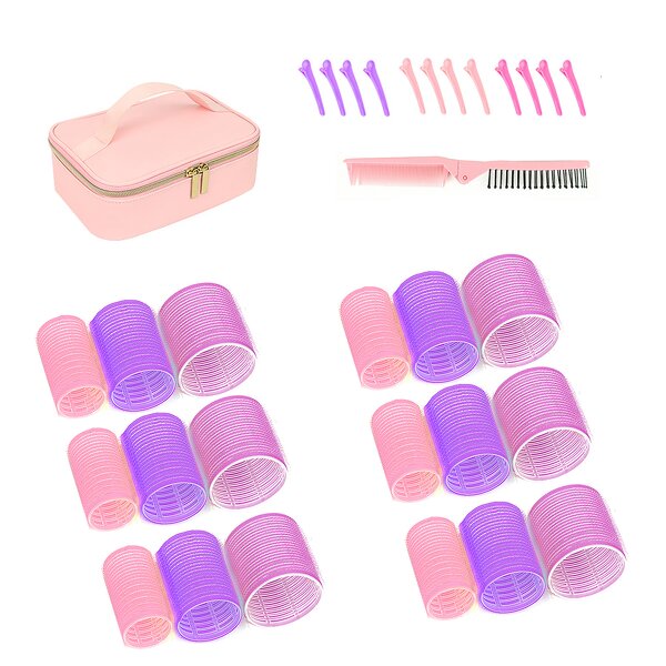 Hair Rollers Set Manufacturer - Pink Purple Jumbo with Spiral Self Grip