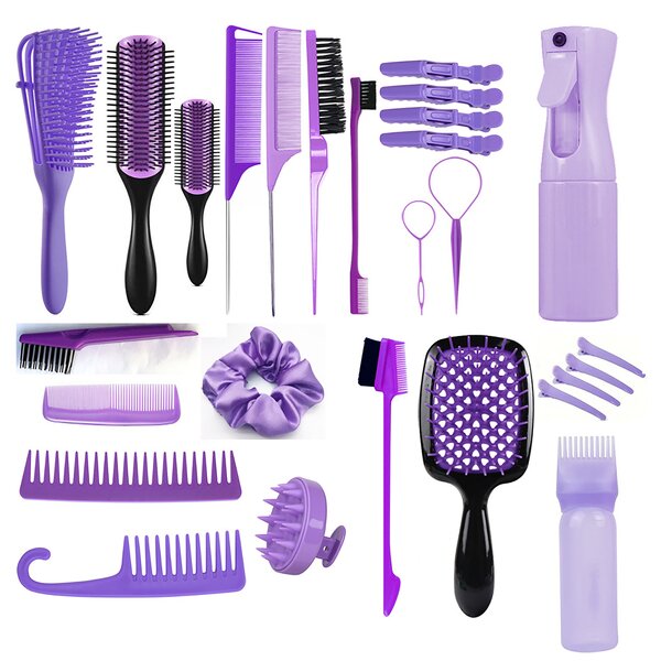 Hairbrush Comb Set Manufacturer - 27pcs Classic with Detangling Edge & Spray Bottle