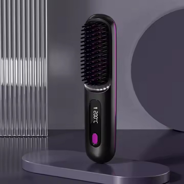 Hair Straightening Comb - Electric LCD Ceramic Negative Ion Cordless Brush