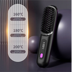 Hair Straightening Comb - Professional USB Rechargeable Cordless Detangling Brush