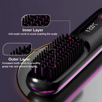 Hair Straightening Comb - Electric LCD Ceramic Negative Ion Cordless Brush