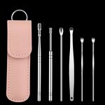 Ear Wax Pick Tools Set - Travelling Size Silver 6pcs Stainless Steel Cleanser