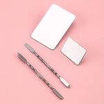 Stainless Steel Makeup Palette - Easy Washing Cosmetic Mixing Tool with Spatula
