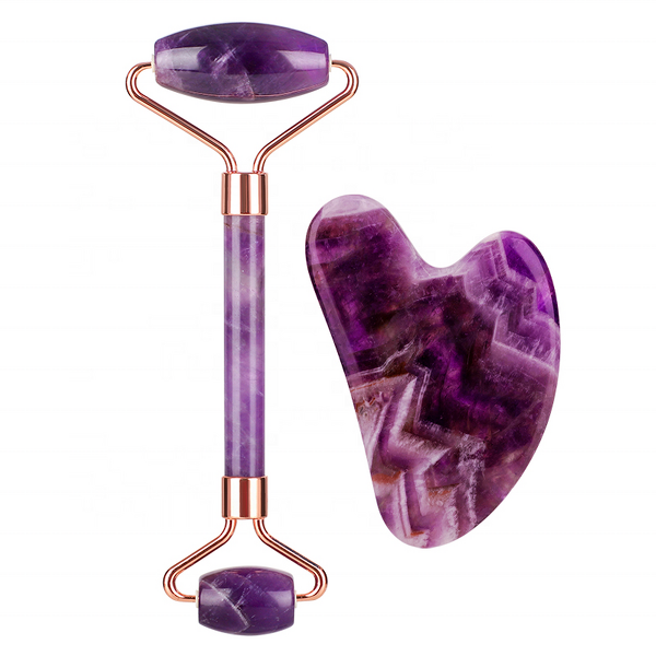 100% Natural Jade Roller - Gemstone Rose Quartz Gua Sha Facial Beauty Tool