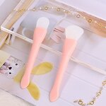 Double-end Silicone Mask Brush - Pink Custom Logo Soft Face Brush with Spatula