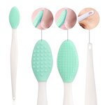 2 in 1 Silicone Facial Brush - Nose Blackhead Removal Lip Tongue Scrubbing Tool