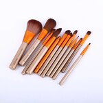 12 Pieces Makeup Brush Set - Portable Metal Box Wood Handle Original LOGO