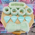 5-piece Facial Cleansing Set - Popular Headband Wristband Hair Claw Sponge Kit