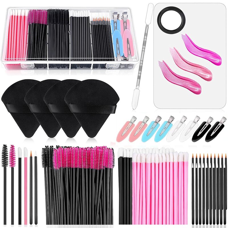 Disposable Makeup Tools Kit - Mascara Wands Lipstick Eyeliner Brush Powder Puff
