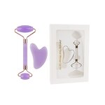 Black Jade Roller Gua Sha Set - Skincare Crystals Face Lifting Massage Tool