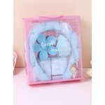 Flannel Bow Hairband Set - Facial Mask Brush Makeup Egg Case Skincare Gift