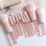 10 Pcs Makeup Brush Set - Hot Selling Peach Pink Mini Eye Paint Cosmetic Bag